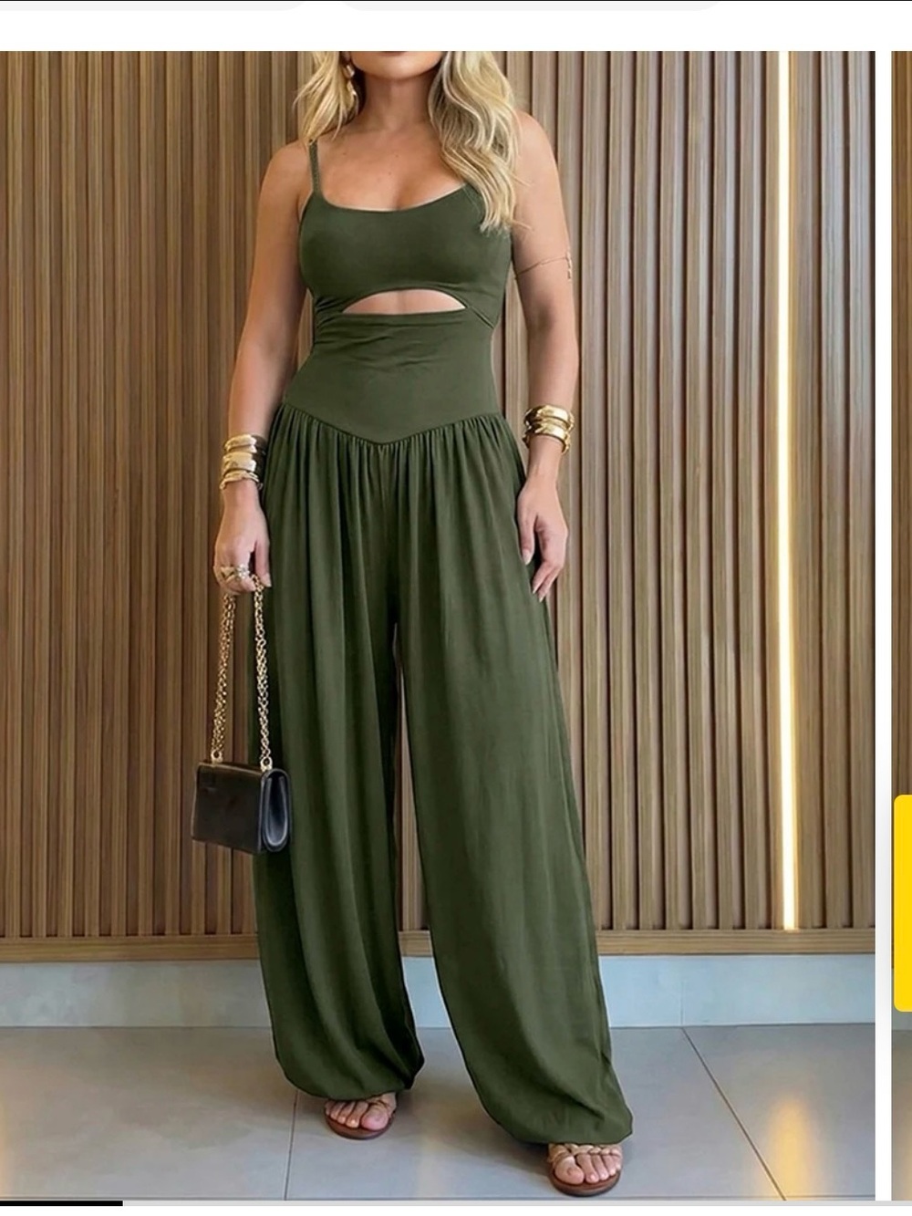 Chic me Olive Cutout balloon leg jogger bottom  Jumpsuit